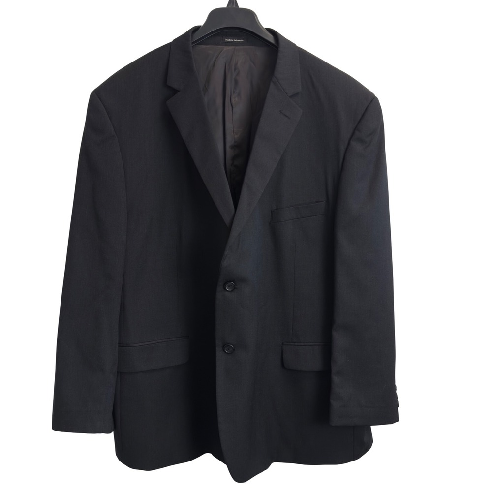 Pronto Uomo Platinum Black 100% Wool Blazer Suit Jacket 54R Mens Formal Business
